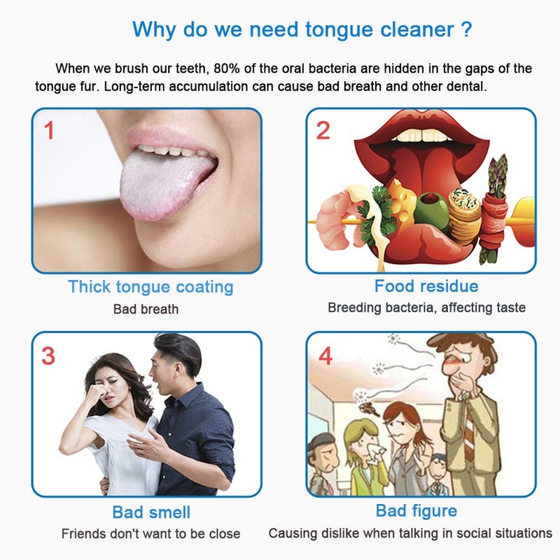 Sestball New Version Tongue Scraper Cleaner for Adults & Kids, Medical Grade Metal Tongue Brushes Set for Fresh Breath Dental Eliminate Bad Breath in Seconds (4 pcs) - Image 2